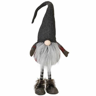 Standing Plush Red Dk Gray Plaid Santa Gnome w Dk Gray Hat - The Fox Decor